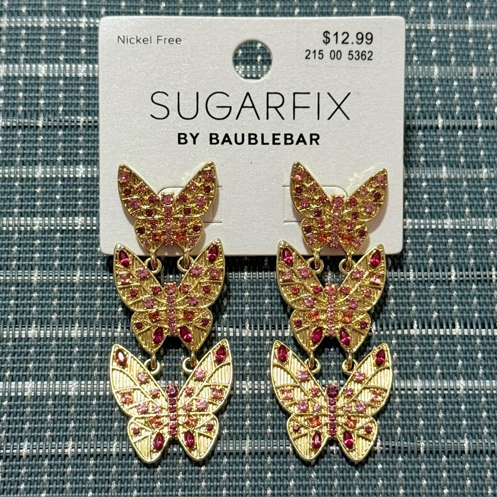 NEW | SUGARFIX by BAUBLEBAR | Stacked Rhinestone Butterfly Earrings (RET $13)